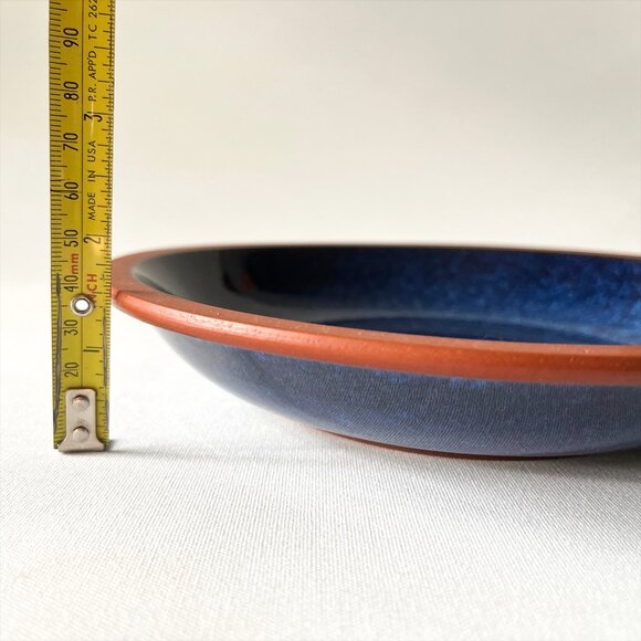 Vintage Suffolk Tableware Henry Watson Pottery England Blue Terracotta Soup Bowl - Picture 6 of 7